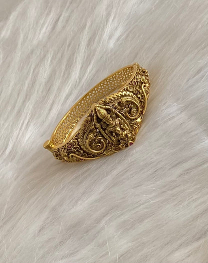 Antique gold tone shri thirumal screw type kada/bracelet dj-54855