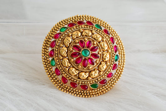 Antique gold tone kemp-green round hair jewel(rakodi)dj-53617