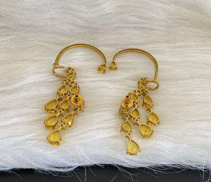 Antique gold tone yellow-white stone khanpool earrings dj-54652