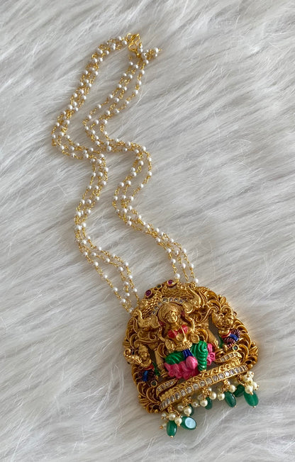 Matte finish meenakari pearl lakshmi necklace dj-54098