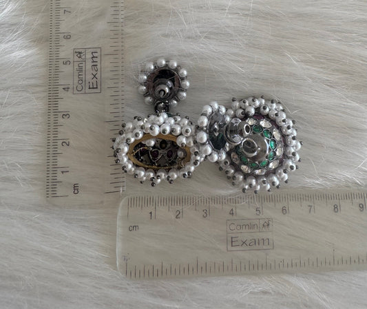 Black finish precious kemp AD green pearl jhumkka dj-51180