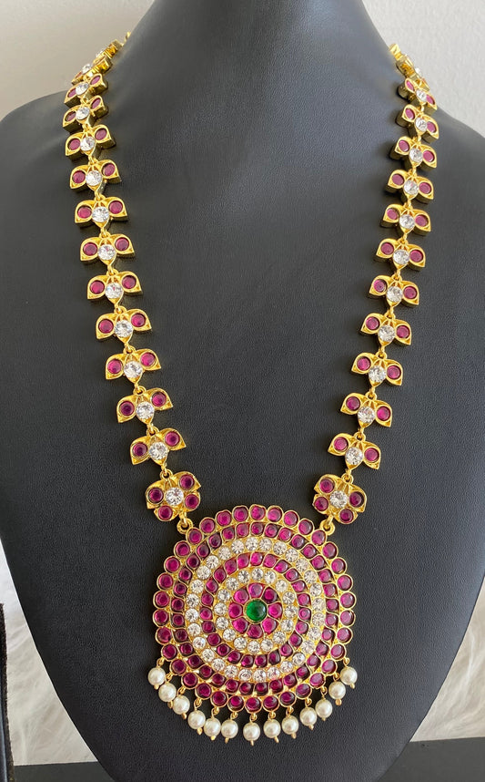 Gold tone precious kemp-green-white round pearl haar dj-53939