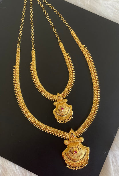 Gold tone ruby stone heart combo set dj-54285