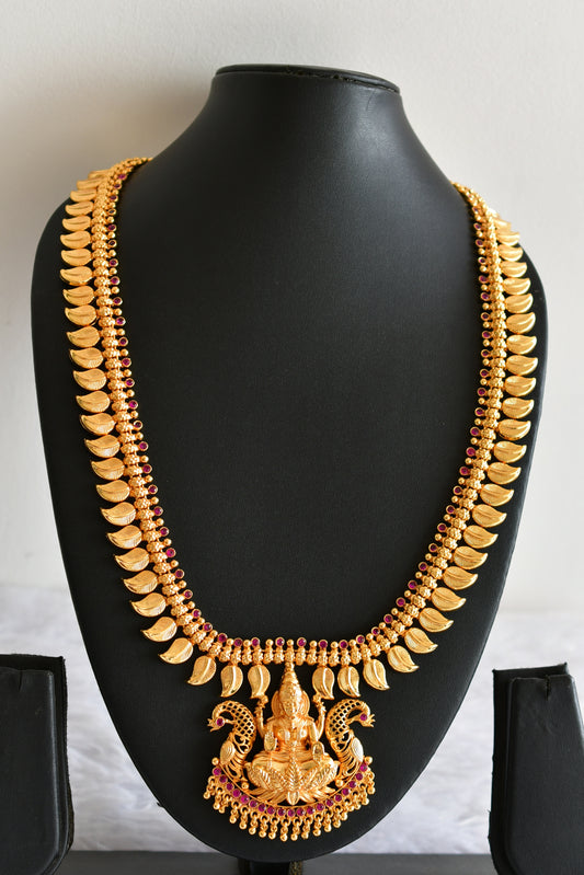 Gold look alike kerala style AD pink lakshmi mango haar dj-51955