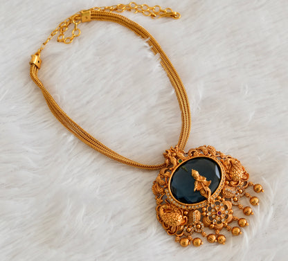 Matte finish big blue oval stone krishna choker/necklace dj-54018