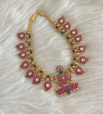 Gold tone mango lakshmi kundan jadau short haar dj-54512