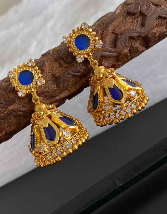 Gold Tone Blue Nagapadam Jhumkka DJ27220