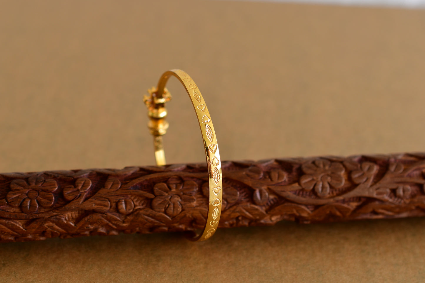 Gold tone flower openable kada/bangle(2.4) Dj-51665