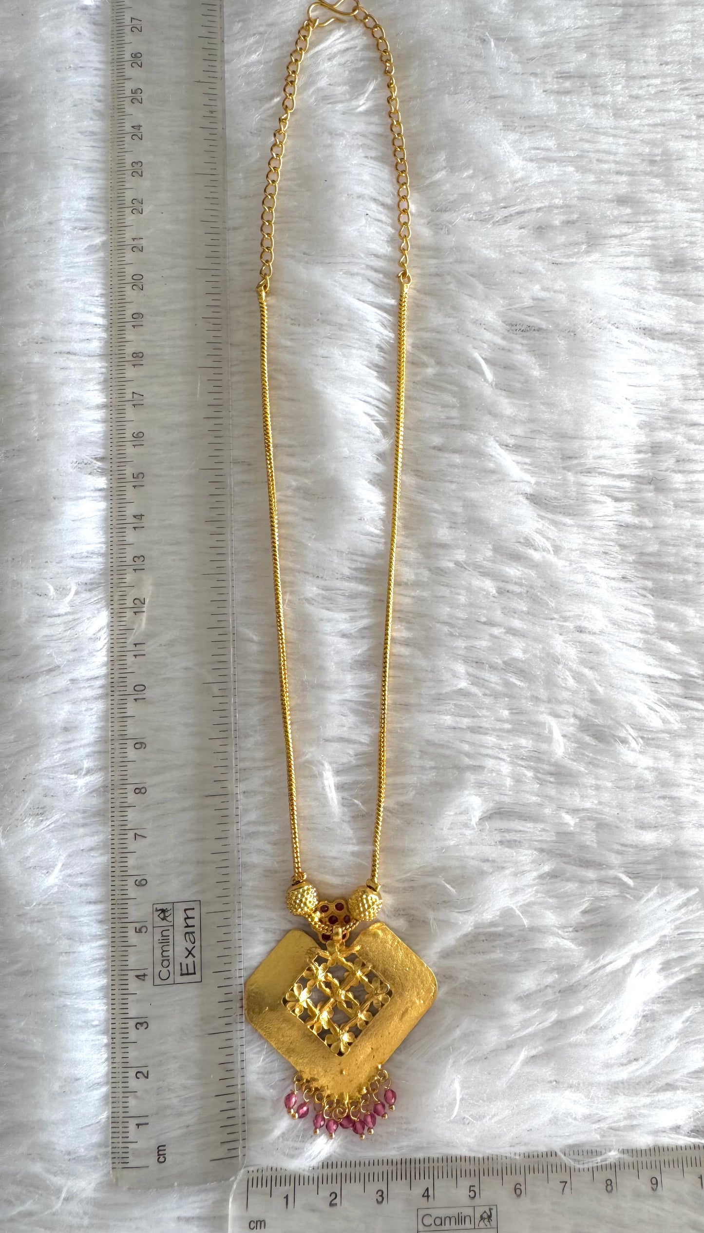 Gold tone pink stone flower kodi necklace dj-51683