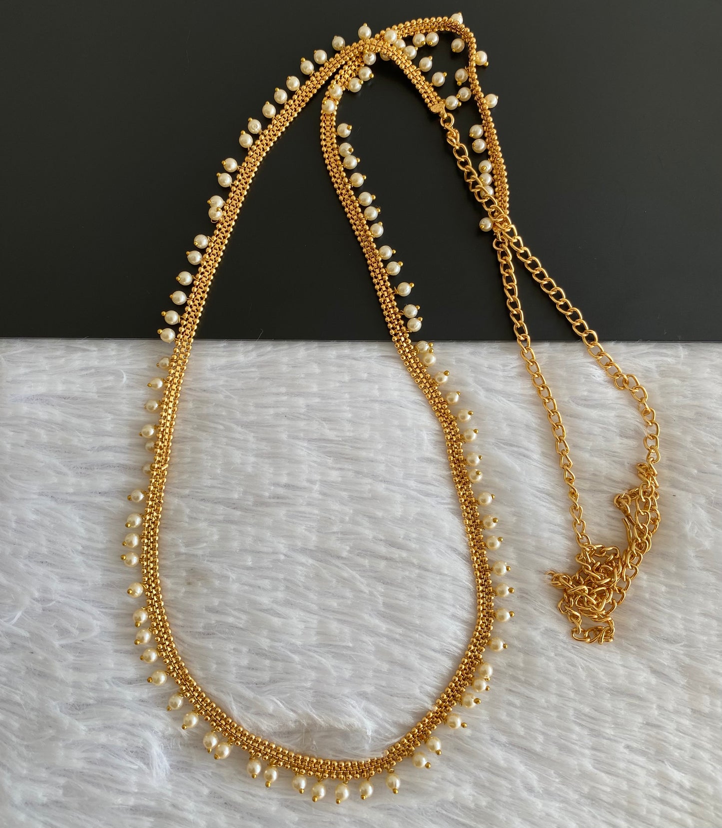 Antique gold tone pearl hip/waist chain dj-53205