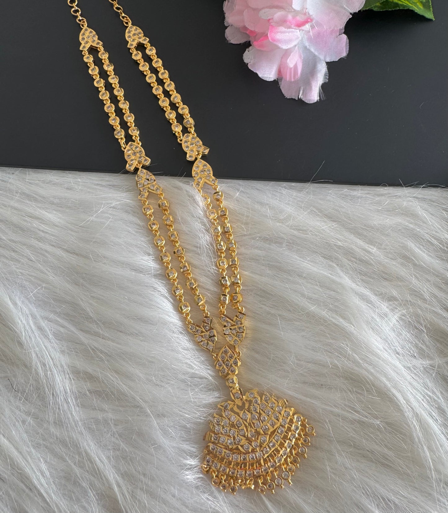 Gold tone AD white swan double layer short haar dj-51189