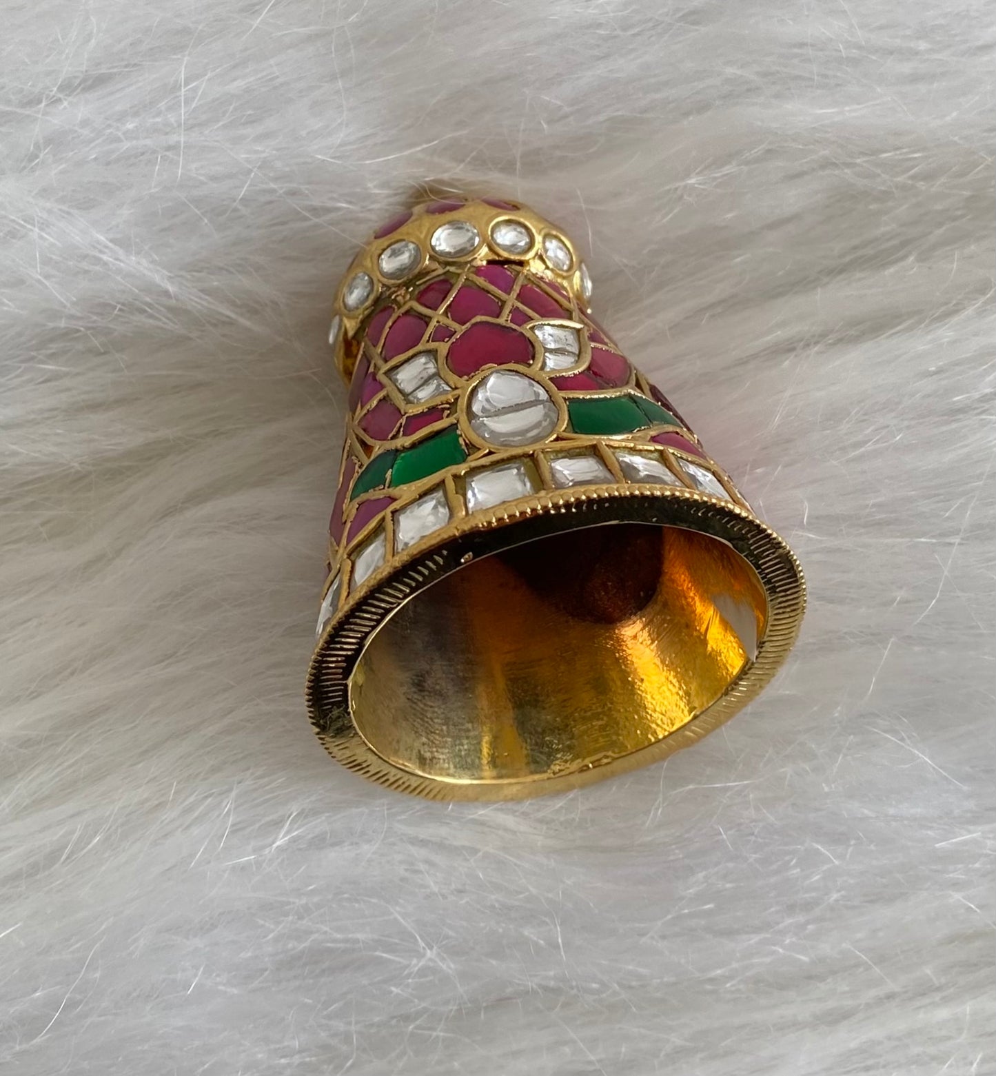 Gold tone pink-green-white Kundan jadau crown/kreedam dj-54460