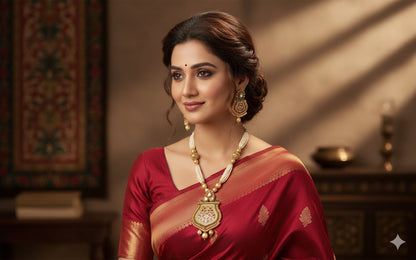 Antique Kundan Red-green Thewa Pendant Pearl Haar Set -dj13295