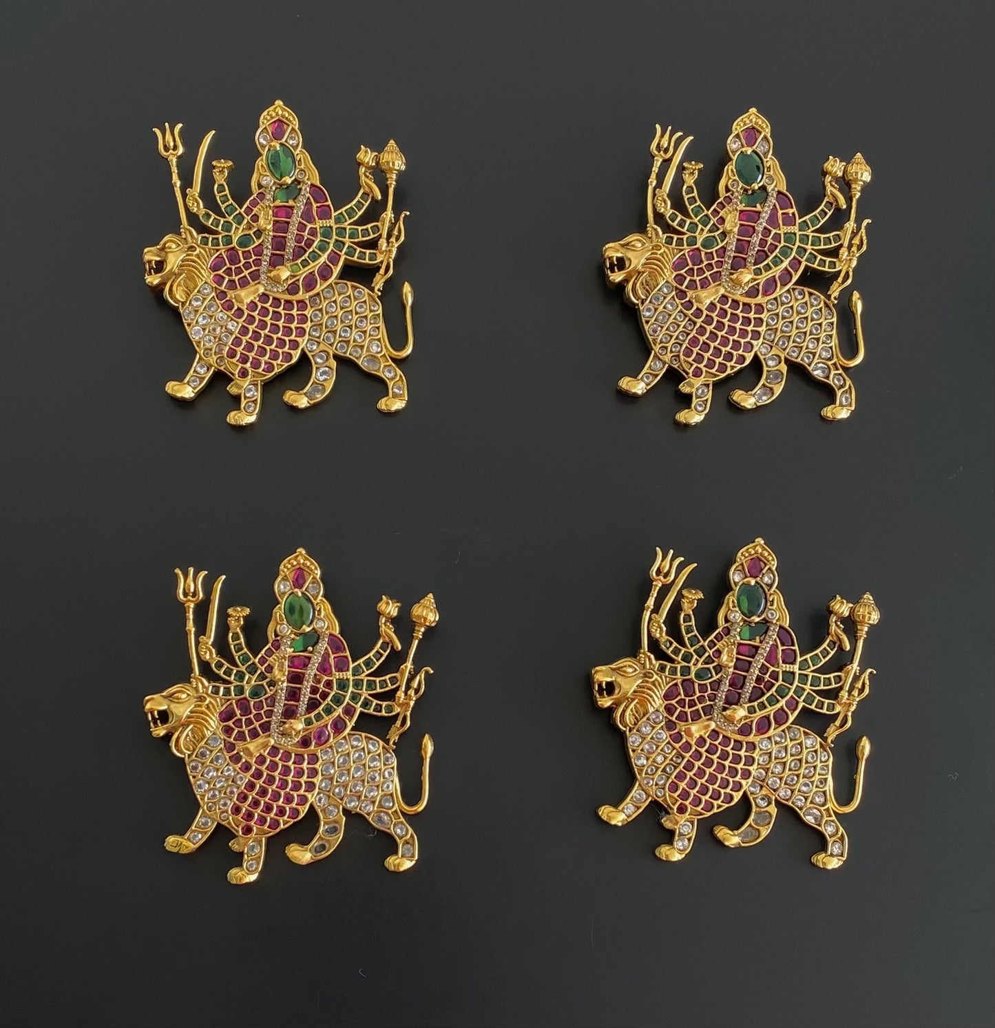 Matte finish kemp-green-white Ma Durga 4 pendants dj-54764