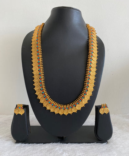 Antique Ruby-sky Blue Lakshmi Coin Haar Set-dj09720