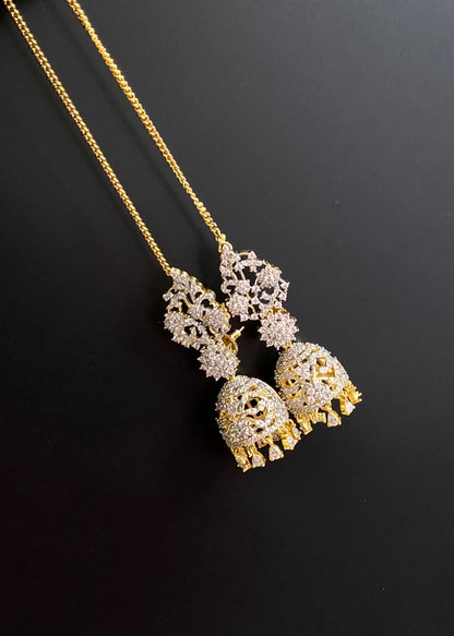 Two tone jhumkka with ear side chain dj-54660