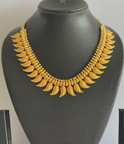 Matte gold tone kerala style mango necklace dj-51654