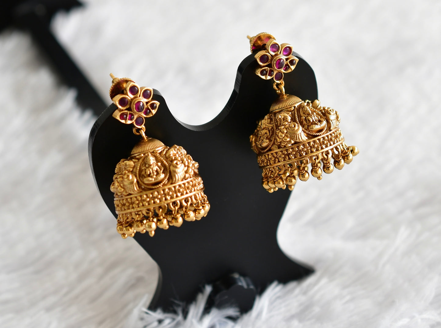 Antique gold tone kemp lakshmi peacock nakshi jhumkka dj-51872