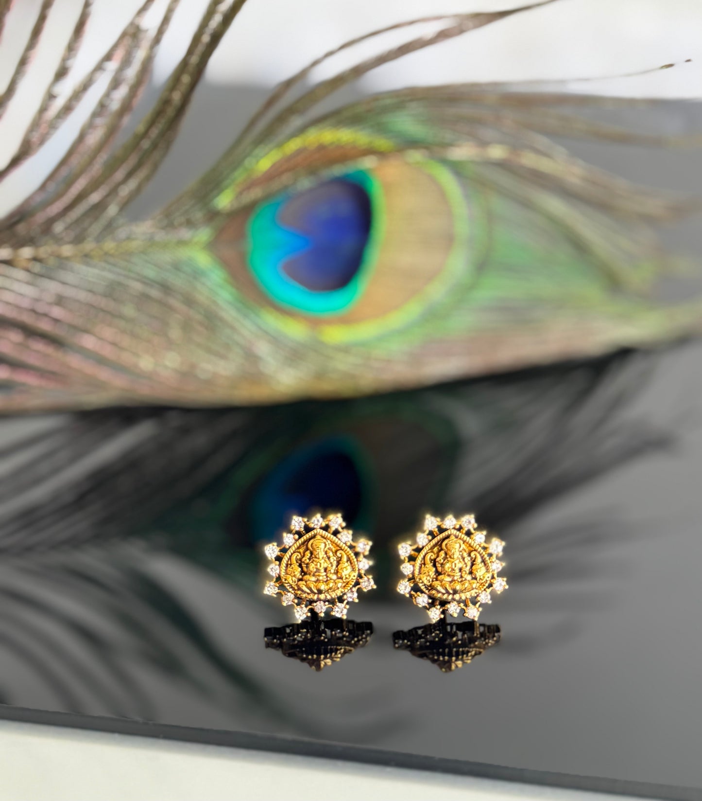 Matte finish white lakshmi stud/earrings dj-51577