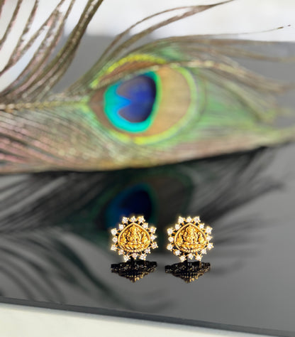 Matte finish white lakshmi stud/earrings dj-51577