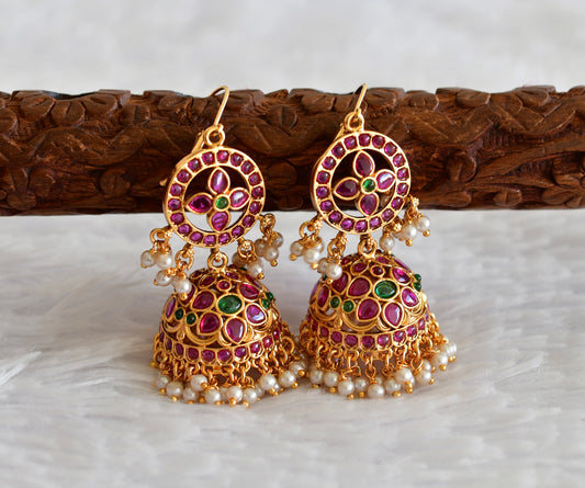 Matte finish kemp-green pearl hook jhumkka dj-52157