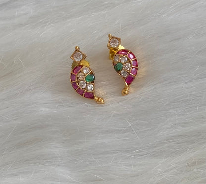 Antique gold tone kemp-green-white mango stud/earrings dj-54581