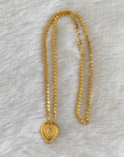 Gold tone 24 inches heart chain with om pendant dj-54385