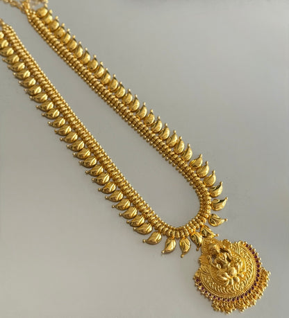 Gold look alike kerala style ad pink lakshmi mango haar dj-51641