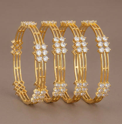 Gold Tone Cz White Set Of 4 Bangles (2.8) DJ27634