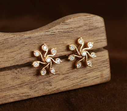 Gold tone AD white stone stud/earrings dj-52783