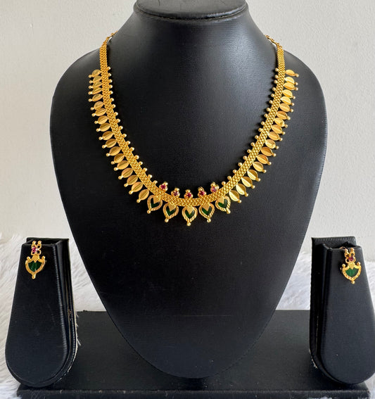 Gold Tone Pink-green Thali Kootam Necklace set dj-51727