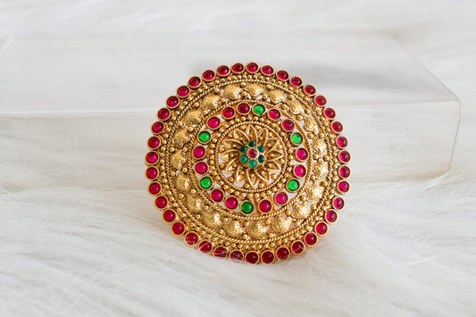 Antique gold tone kemp-green round hair jewel (rakodi) dj-53631