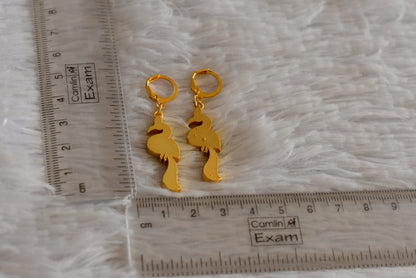 Gold tone pink-white kundan jadau peacock hook earrings dj-51988