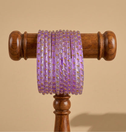Set of 12 lavender glass bangles(2.8) dj-52806