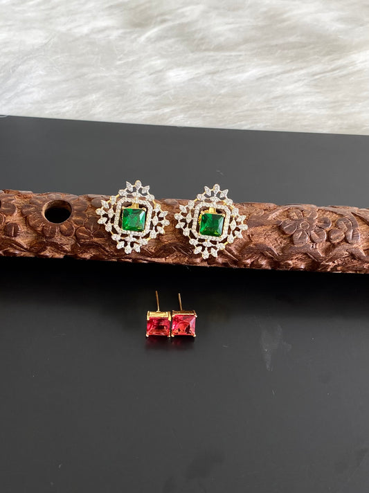 Two tone kemp-green color changeable earrings dj-54658
