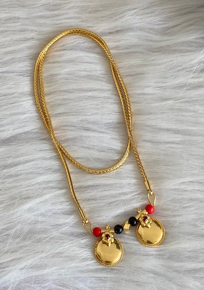Gold tone 24 inches coral-black beads bottu mangalyam dj-54112