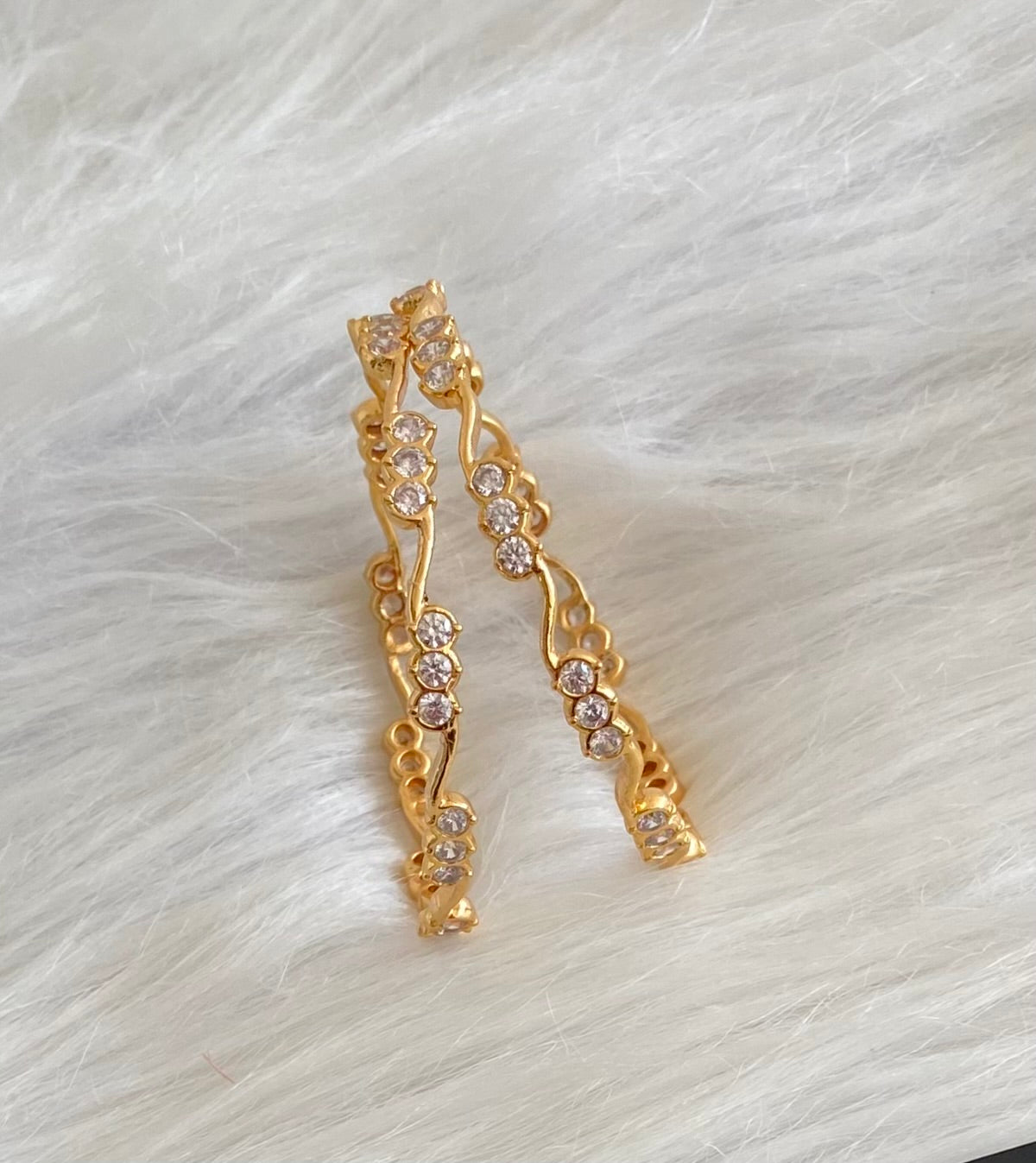 Gold tone white stone bangles(2.4) Dj-53892