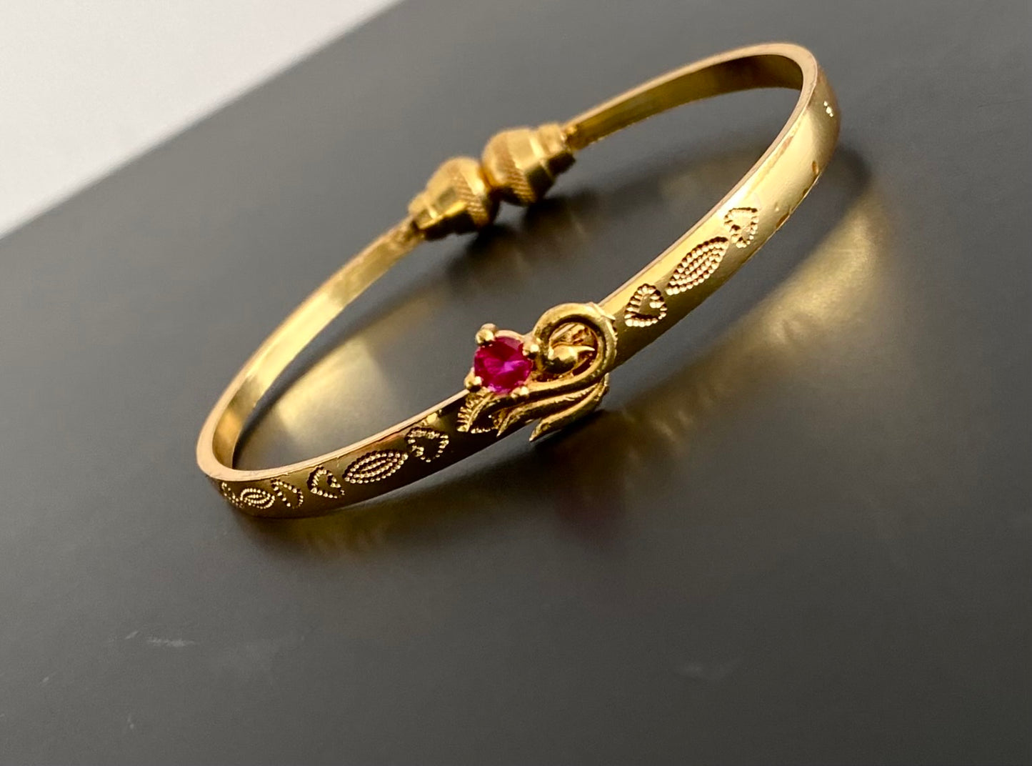 Gold tone ruby peacock openable kada/bangle(2.4) Dj-53830