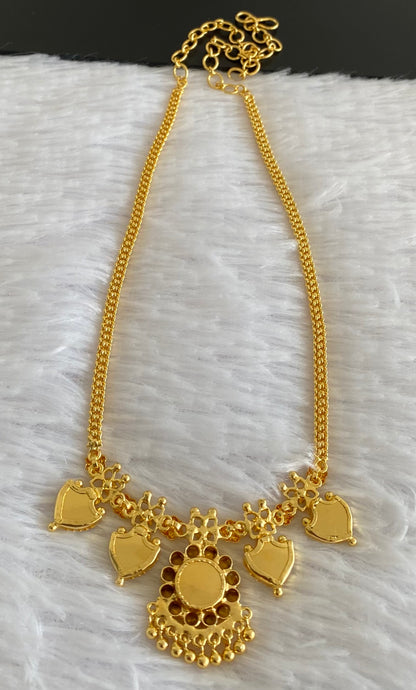 Gold tone white-red palakka necklace dj-53066