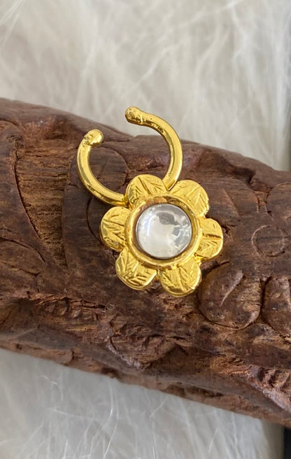Gold tone white stone nose pin/bulakku dj-53787
