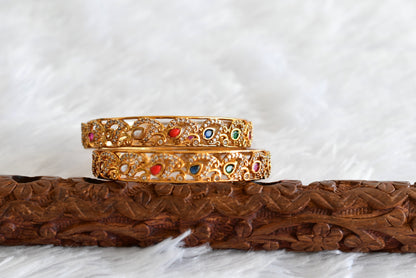 Matte finish cz navarathna mango bangles(2.6) dj-51783