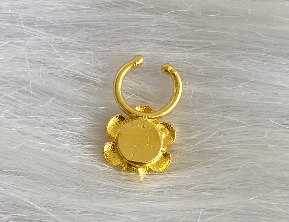 Gold tone kemp stone nose pin/bulakku dj-53786