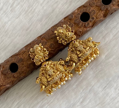Antique gold tone nakshi peacock lakshmi  jhumkka dj-53566