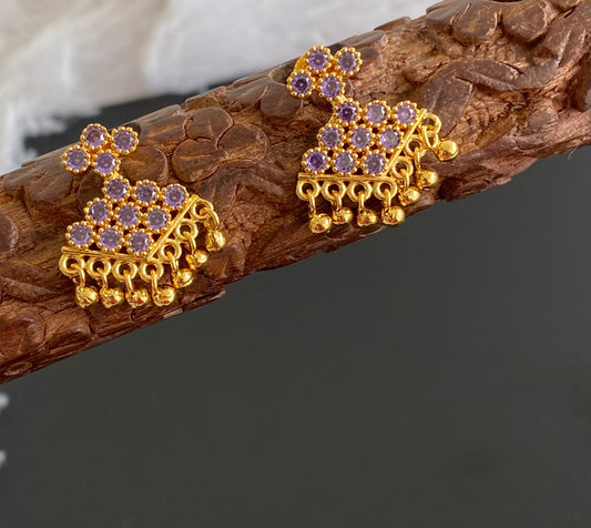 Gold tone purple stone pathakkam earrings dj-44897
