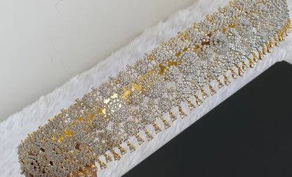Two tone flower design adjustable waist belt dj-53466