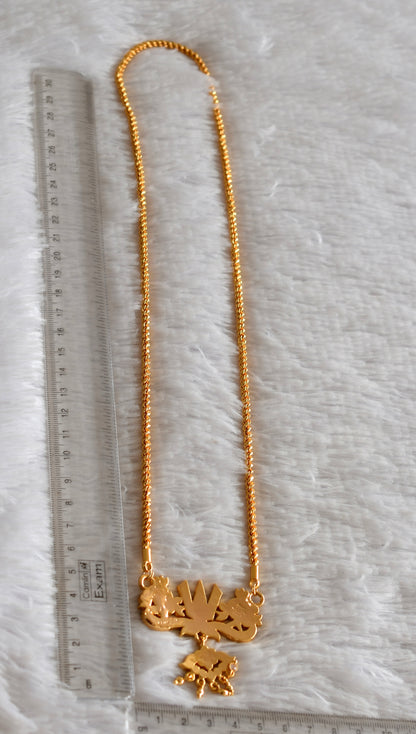 Gold tone AD pink-green nama-shanku-chakra pendant with 24 inches chain dj-51991