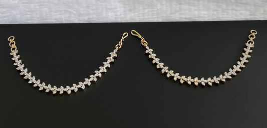 Two tone cz white stone ear side chain dj-54060