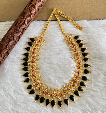 Gold tone Gopi shape green Kerala style necklace dj-51708
