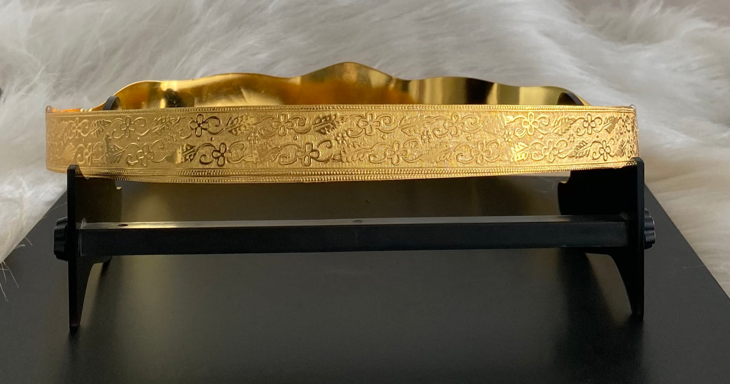Gold tone white green stone elephant peacock design adjustable waist belt dj-54597