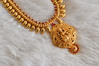 Gold look alike kerala style AD pink lakshmi mango haar dj-51953